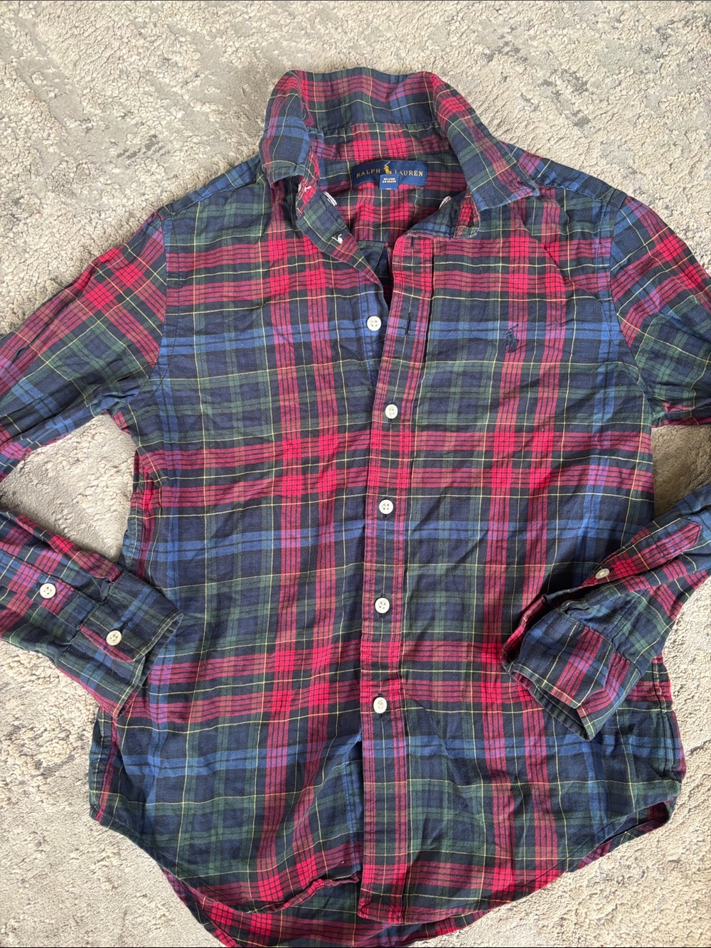 Ralph Lauren Red, Blue & Green Plaid Button-Down Shirt